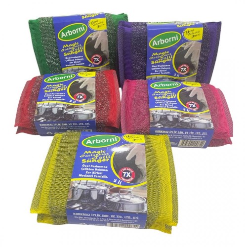 ARBORNİ MAGİC PASLANMAZ TELLİ SÜNGER 2Lİ RENKLİ*24