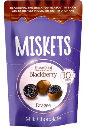 MISKETS 80 GR BLACKBERRY DRAGEE COATED WITH MILK CHOCOLATE *12