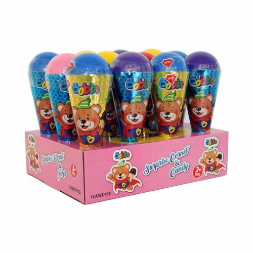 BOBBO SURPRIZ CORNET WITH LOLIPOP SHAPE AND TOYS 10 GR*12