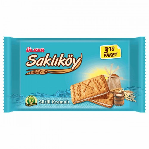 ÜLKER (863-03) SAKLIKÖY BISCUIT WITH MILK CREAM. 264 GR * 12