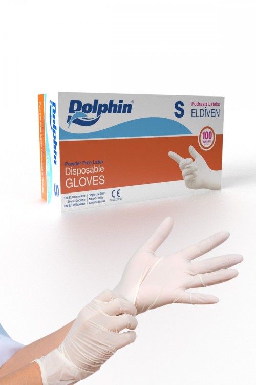 DOLPHİN (0097) LATEX GLOVES POWDER-FREE (S)*20