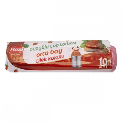 FLEXİ BÜZ.ÇÖP TORBASI 10'LU ORTA BOY ÇİLEK*25