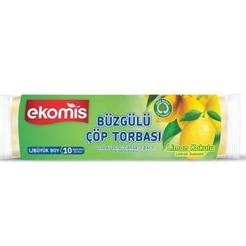 EKOMİS ÇÖP TORBASI BÜZGÜLÜ BÜYÜK BOY LİMON 10LU*25