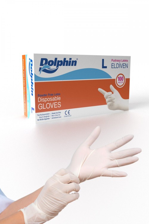 DOLPHİN (0095) LATEX GLOVES POWDER-FREE (L)*20