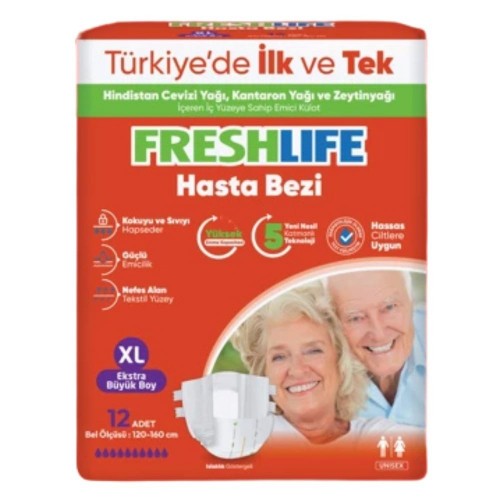 FRESHLİFE BEL BANTLI HASTA BEZİ XLARGE 12Lİ*6