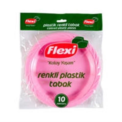 FLEXİ RENKLİ PLASTİK TABAK 10'LU*64