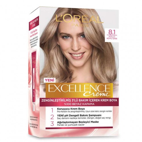 LOREAL EXCELLENCE (8.1) JAUNE FONCÉ CENDRE * 1