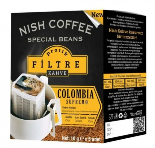NISH COFFEE PRATİK FİLTRE 9 GR COLOMBIA*24