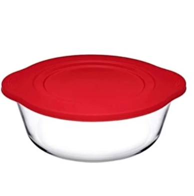 باشا بهشة (59001) وعاء دائري بغطاء بلاستيكي أحمر *4