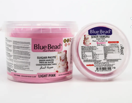 BLUE BEAD 200 GR LIGHT PINK SUGAR DOUGH*48