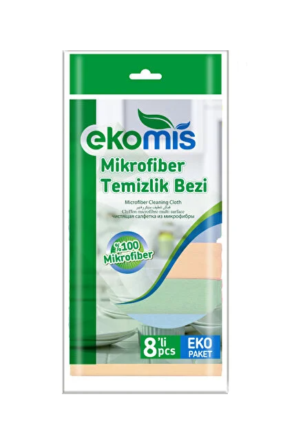 EKOMİS MİKROFİBER TEMİZLİK BEZİ 8Lİ RENKLİ EKO*24