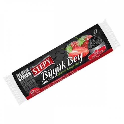 STEPY GARBAGE BAG BLACK TIED LARGE STRAWBERRY*25