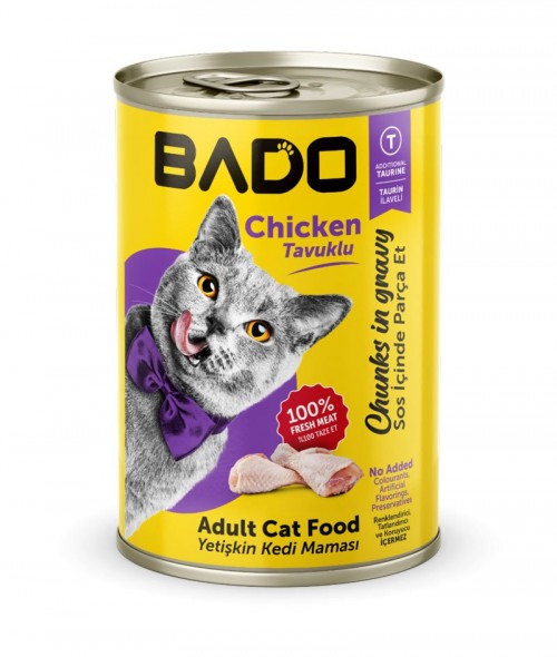 BADO 400 GR YETİŞKİN YAŞ KEDİ MAMASI TAVUK ETLİ*12