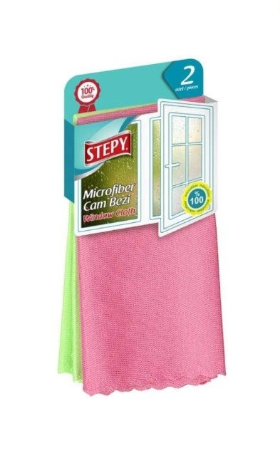 STEPY CLOTH CHIFFON EN MICROFIBRE POUR VERRE 2 PIÈCES (40*50)*24 AVEC CINTRES