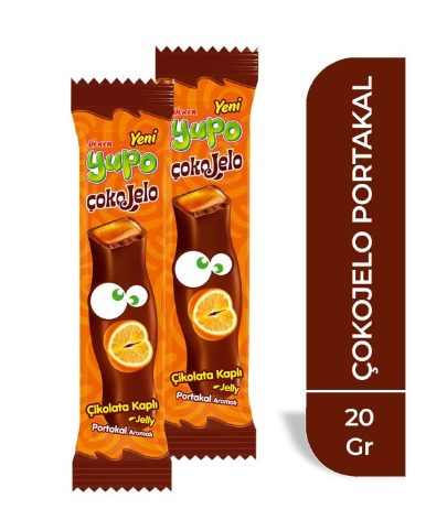 ÜLKER (1853-00) YUPO ORANGE JELLY COATED WITH CHOCOLATE 20 GR * 18