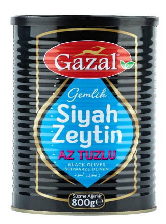 GAZAL 800 GR SİYAH ZEYTİN GEMLİK DOZE*6