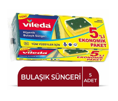 VİLEDA YEŞİL SÜNGER 5Lİ OLUKLU*12