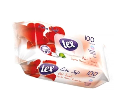 TEX SOFT WET WIPES 100L ROSE * 24