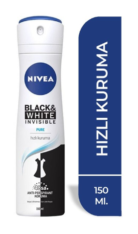 NİVEA DEO 150 ML BAYAN B&W PURE*1