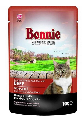 BONNIE ADULT CAT WITH BEEF 85GR*22