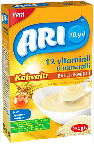 ARI NOURRITURE POUR BÉBÉS 250GR FARINE DE BLE AVEC MIEL*12