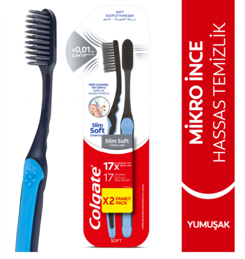 COLGATE TOOTH BRUSH 2 PIECE SOFT CHARCOAL*12