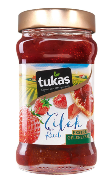 TUKAŞ 380 GR EKS.GLNKSL ÇİLEK REÇELİ CAM*12