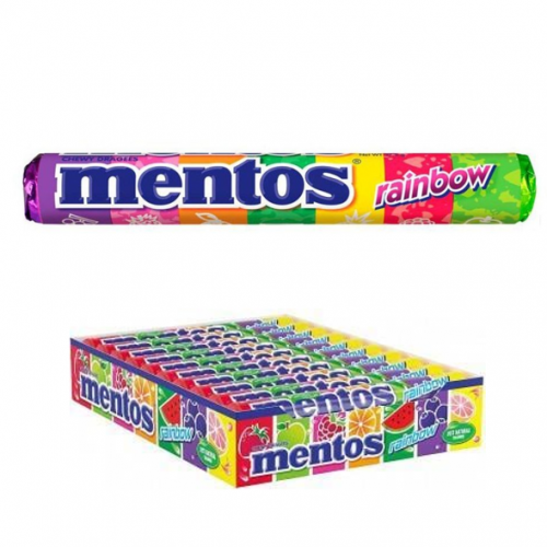 MENTOS 37.50 GR STICK RAINBOW SUGAR GUM*20