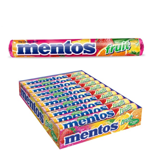 MENTOS 37.50 GR STICK FRUIT SUGAR GUM*20