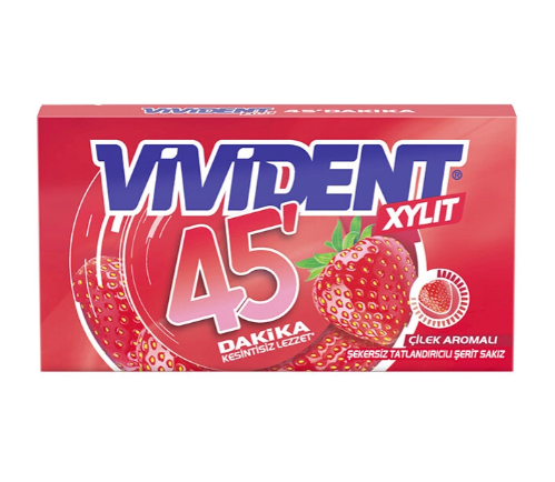 VIVIDENT 26 GR WALLET 45 MINUTES STRAWBERRY*18