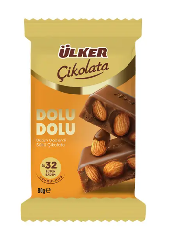 ÜLKER (1451-01)%32 CHOCOLATE FILLED ALMOND TABLET 80GR*9
