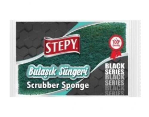 STEPY DISHWASHING SPONGE BLACK 2 PCS CORRUGATED*48