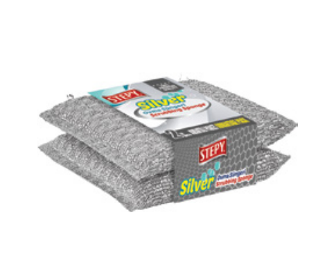 STEPY DISHWASHING SILVER SPONGE 2 PCS * 48