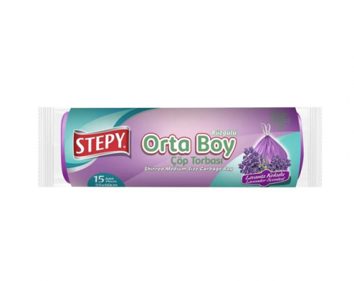 STEPY TIED GARBAGE BAG MEDIUM LAVENDER*25