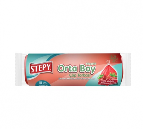 STEPY TIED GARBAGE BAG MEDIUM STRAWBERRY*25