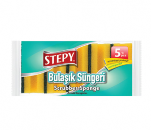 STEPY DISHWASHING SPONGE 5 PCS RIBBED *36