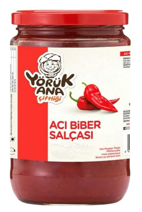 YÖRÜK ANA 650 GR TRADITIONAL GLASS HOT PEPPER PASTE*12
