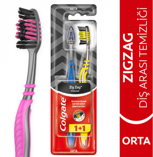 COLGATE DİŞ FIRÇASI 2'Lİ ZİGZAG CHARCOAL*12
