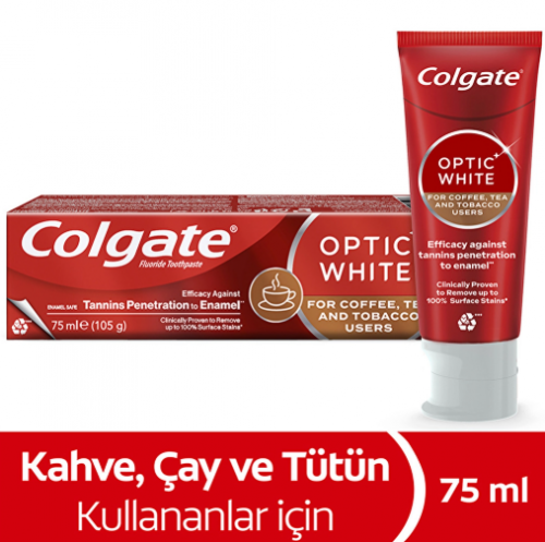 COLGATE 75 ML OPTİK WHİTE KAHVE. ÇAY & TÜTÜN*12