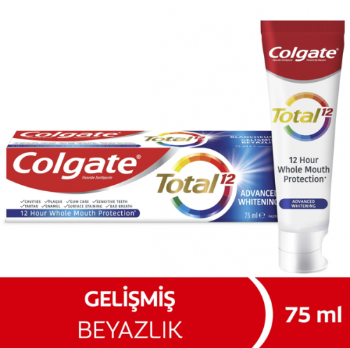 COLGATE 75 ML TOTAL GELİŞMİŞ BEYAZLIK*12