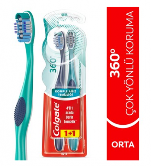 COLGATE DİŞ FIRÇASI 360 2'Lİ ÇOK YÖNLÜ ORTA*12