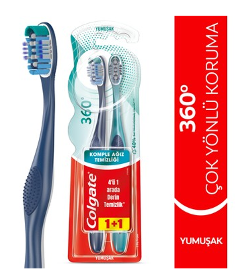 COLGATE DİŞ FIRÇASI 360 2'Lİ ÇOK YÖNLÜ YUMUŞAK*12