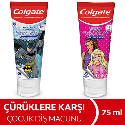 COLGATE 75 ML BARBİE-BATMAN ÇOCUK DİŞ MACUNU*12