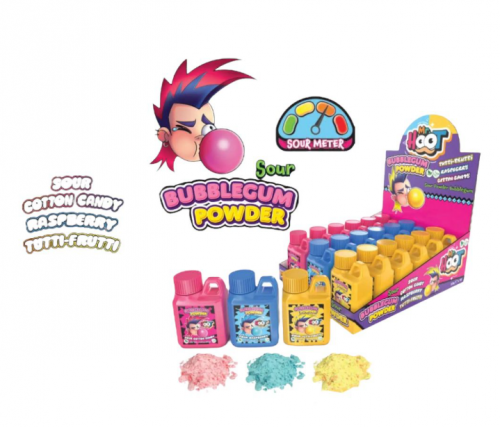 MR.HOOT 50 GR SOUR BUBBLE GUM POWDER*18