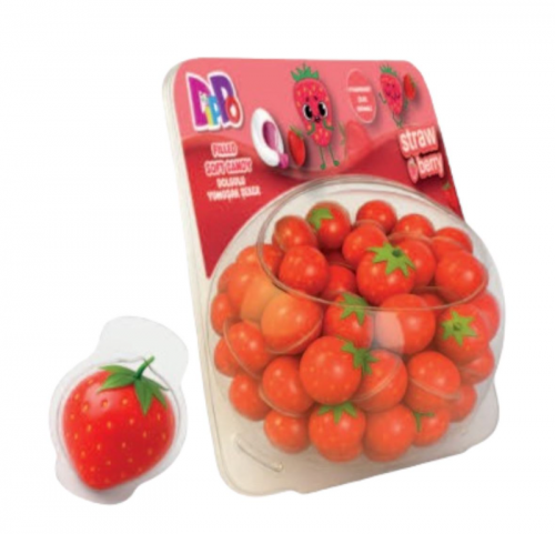 DIPPO 12 GR STRAWBERRY FLAVOURED FILLED SOFT CANDY SPHERE *65