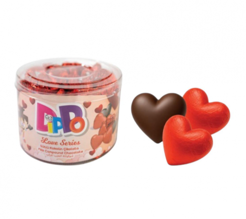 DİPPO 5 GR KALP SÜTLÜ ÇİKOLATA PVC*100