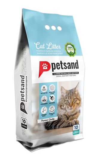 PETSAND 10 LT KEDİ KUMU MARSİLYA SABUNU KOKULU*1