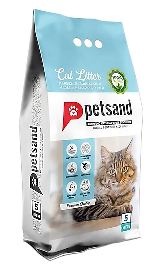 PETSAND 5 LT KEDİ KUMU MARSİLYA SABUNU KOKULU*1