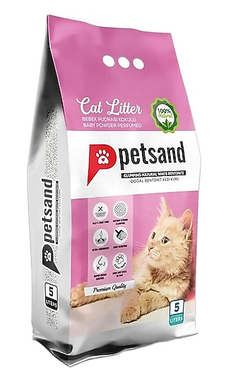 PETSAND 5 LT KEDİ KUMU BEBEK PUDRASI KOKULU*1