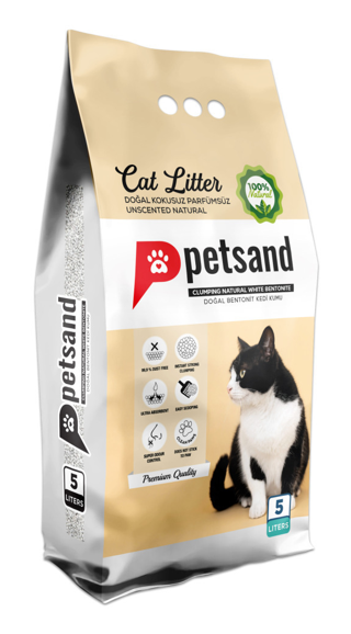 PETSAND 5 LT KEDİ KUMU NATUREL DOĞAL KOKUSUZ*1